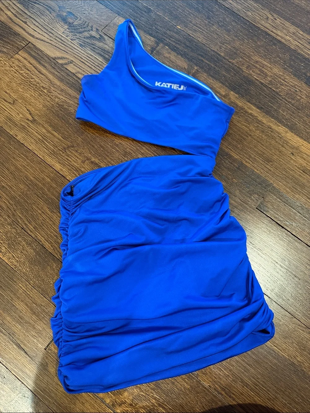 Katie J NYC One-Shoulder Ruched Crop Top in Royal Blue (girls)
